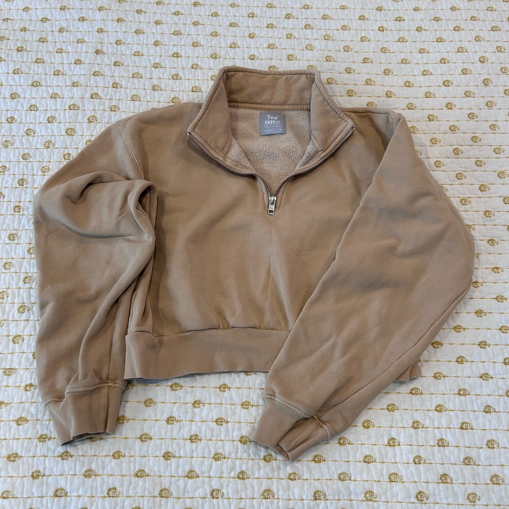TNA CozyAF Fleece Tan Zip-Up